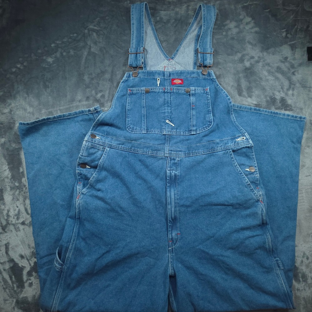 Dickies Mens Indigo Blue Denim Bib Overalls 8396SNB 38x32 Workwear Carpenter